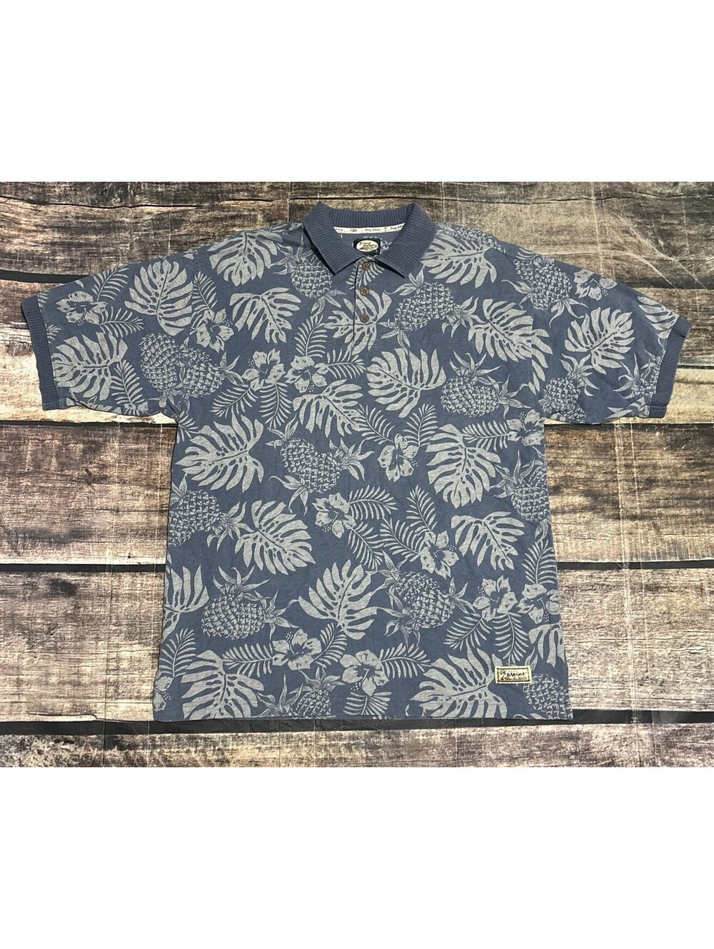 Tommy Bahama Polo Shirt Mens Large Cotton Knit Collar Floral VTG